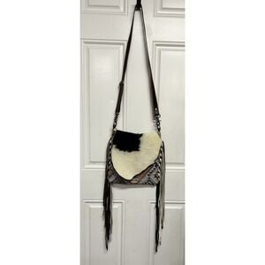 Myra Bag Fringe Aztec Western Boho  Cowgirl Leather Fringe Bag Crossbody (E4)